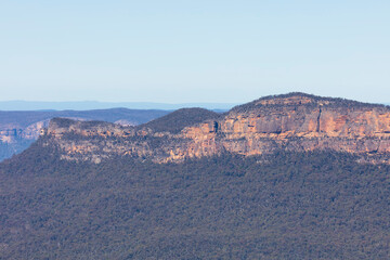 A cliff face in Jamison Valley in The Blue Mountains in New South Wales in Australia