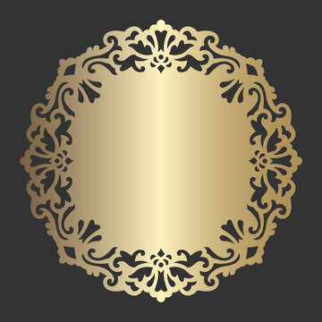 Ornate circle frame. lace round border. mandala style decorative element. lace edged paper doily, wedding decor, design element, cake board cover, wooden  coaster, invitation, menu design. 