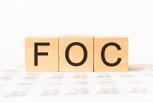 Word FOC made with wood building blocks, stock image