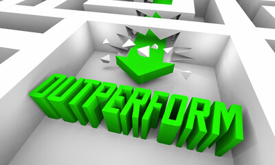 Outperform Deliver Great Results Maze Arrow Breakthrough 3d Illustration