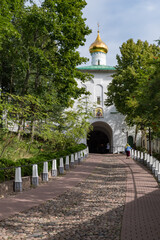 View form thr Bloody Path on Church of Nicholas the Wonderworker in the Dormition Pskovo-Pechersky...