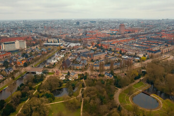 Fototapeta na wymiar Aerial scenic view of Amsterdam city, the Netherlands.