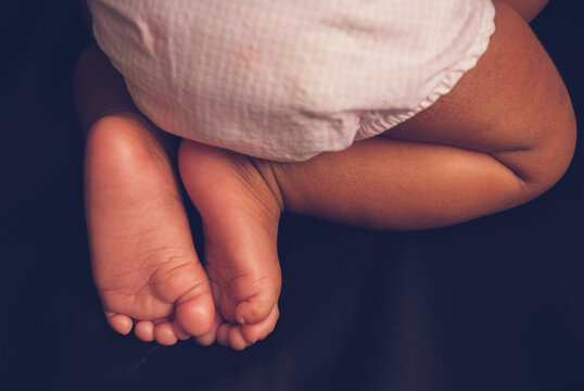Newborn baby feet and hands Stock photo Royalty free