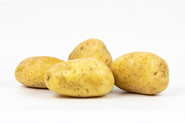 fresh potatoes on white background
