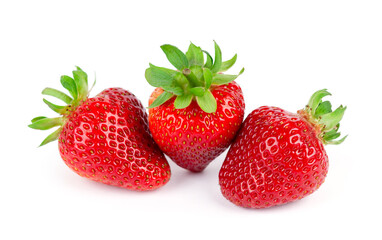 Strawberry on white background. Fresh sweet fruit closeup