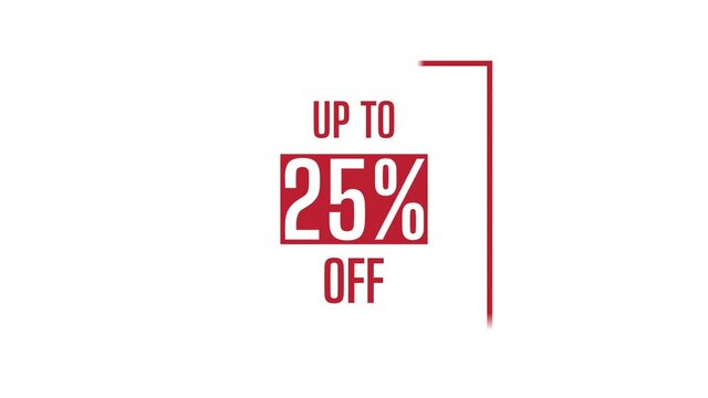 Big sale up to 25% off motion graphic 4k video animation. Royalty free stock footage. Seamless deal offer promo banner.