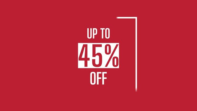 Big sale up to 45% off motion graphic 4k video animation. Royalty free stock footage. Seamless deal offer promo banner.
