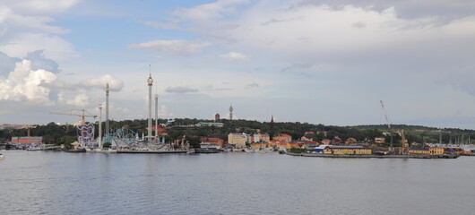 Fototapeta na wymiar Panarama view over Gröna Lund in Stockholm.