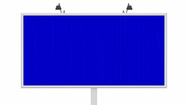 Blank trivision billboard looped switch green screen to blue screen and transparent backgroun. 3D renderinng animations on white background and alpha channel mask. Rotating prisma sign template.