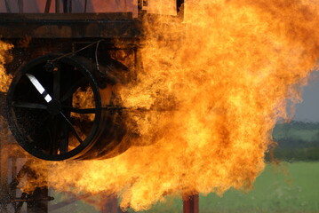 Passenger Jet engine fire, airport emergency, aircraft incident  