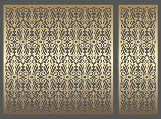 Repeating laser cut panel design. Ornate vintage border template for laser cutting, stained glass, glass etching, sandblasting, wood carving, cardmaking, wedding invitations, stencils.