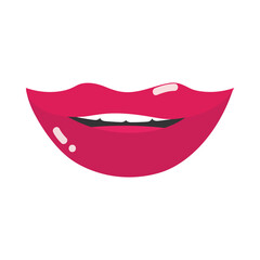 pop art mouth and lips, beautiful female mouth, flat icon design