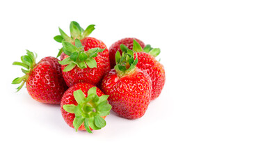 Strawberry on white background. Fresh sweet fruit closeup