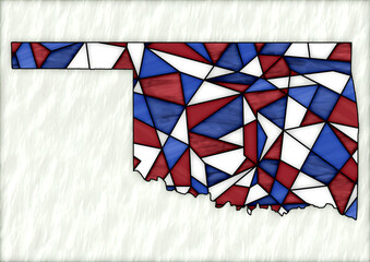 stained glass style design for decoration with the shape of the territory of Oklahoma