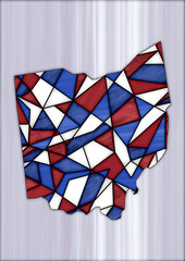 stained glass style design for decoration with the shape of the territory of Ohio