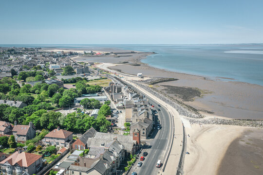 Aerial View over Coastal Town in United Kingdom