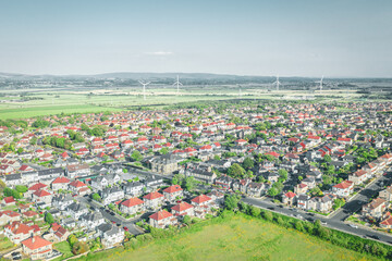 Aerial View over Seaside Village in United Kingdom