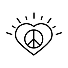 sign peace in heart love, human rights day, line icon design