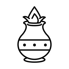 happy diwali india festival, deepavali religion event decoration culture line style icon vector