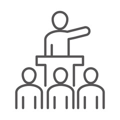 leadership team people meeting, coworking office business workspace, line icon design