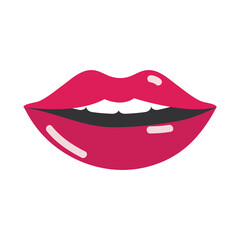 pop art mouth and lips, red sexy lips mouth teeth, flat icon design
