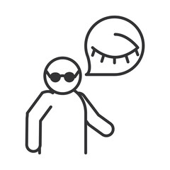 blind person with glasses, world disability day, linear icon design