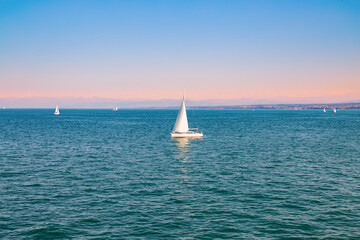 Obraz premium yachts at sunset