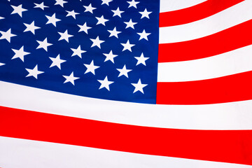 American flag. The flag of the United States is slightly curved. The star-spangled banner. State symbols of the USA.