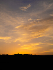 Dune in a desert during amazing sunset sunrise golden hour, in Huacachina desert, Ica, Peru	
