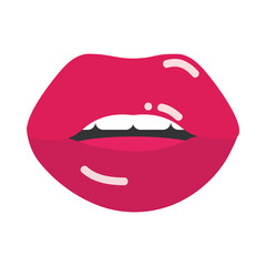 pop art mouth and lips, red kissing sexy girl lips, flat icon design