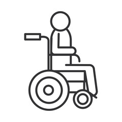 disabled person in wheelchair, world disability day, linear icon design