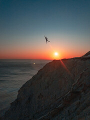 
Man took off into the sky