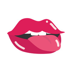 pop art mouth and lips, sexy women lips tongue out retro style, flat icon design