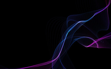 Dark abstract background with a glowing abstract waves