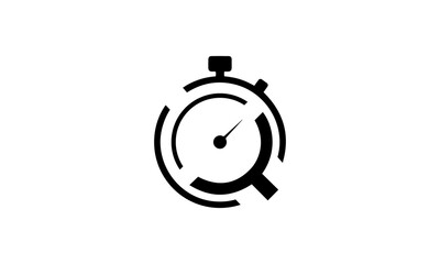 Black abstract vector of a stopwatch symbol made of broken shapes isolated against a white background. Graphic great for timer icon, watch and modern counter.