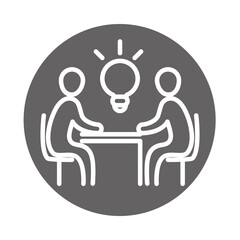 team people work creativity, coworking office business workspace, block and line icon