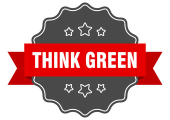 think green label. think green isolated seal. sticker. sign