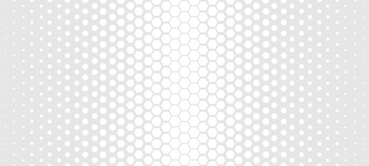 Halftone hexagon abstract background. Black and white vector pattern.