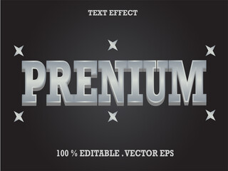 text effect "prenium". 3D silver blue style text for template. design fonts used for labels and branding