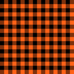 Tartan Halloween Orange plaid. Scottish pattern in black and orange cage. Scottish cage. Traditional Scottish checkered background. Seamless fabric texture. Vector illustration