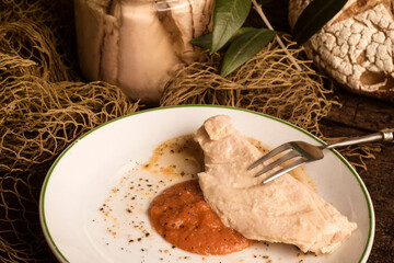 Albacore canned in glass jar with olive oil