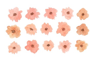 Watercolor flowers illustration. Decorative abstract floral elements