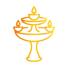 happy diwali india festival, deepavali religion event decorative burning candles light spiritual gradient style icon vector