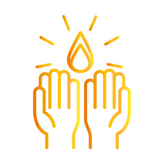 happy diwali india festival, hands with flame, deepavali religion event gradient style icon vector