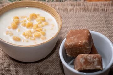 Mazamorra with panela Typical Colombian drink