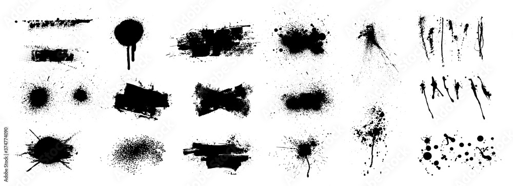 Poster nice splatter collection and large brush strokes. abstract grunge collection for backdrop. high qual