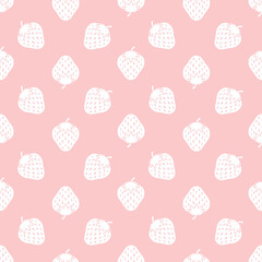 Strawberries on red seamless repeat pattern background