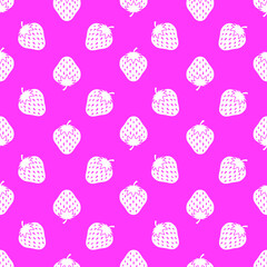 Strawberries on red seamless repeat pattern background