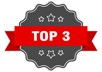 top 3 label. top 3 isolated seal. sticker. sign