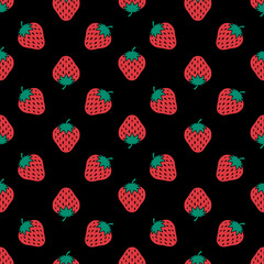 Strawberries seamless repeat pattern background